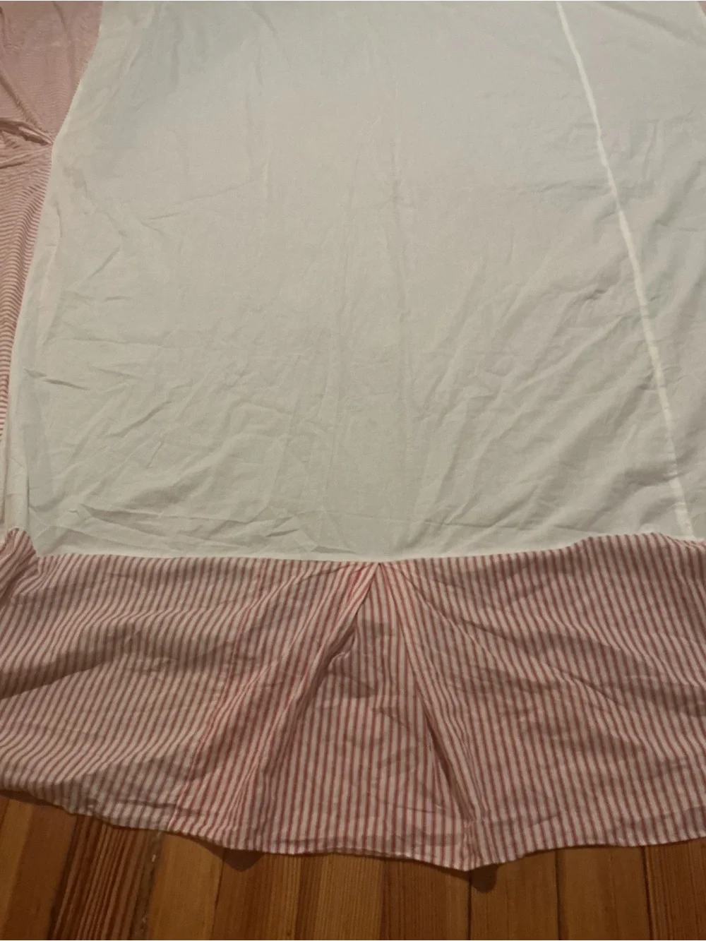 Vintage 100% Cotton Ticking Bedskirt